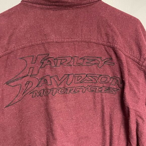 Harley Davidson Long sleeve men’s shirt size Large L Burgundy button down top - Picture 5 of 6